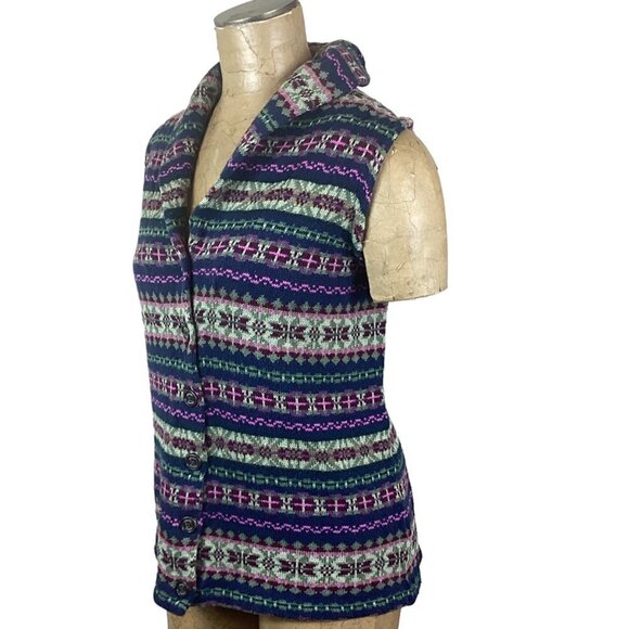 Chaps Cotton Blend Knit Button Vest Nordic Fair Isle Plus Sz 1X #237E - Picture 4 of 7